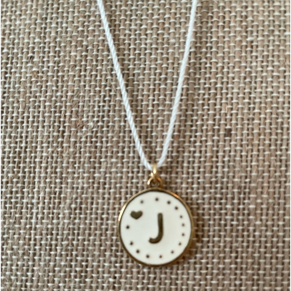 Blee Inara gold plated enamel cord 18” necklace. Letter J. Never worn.